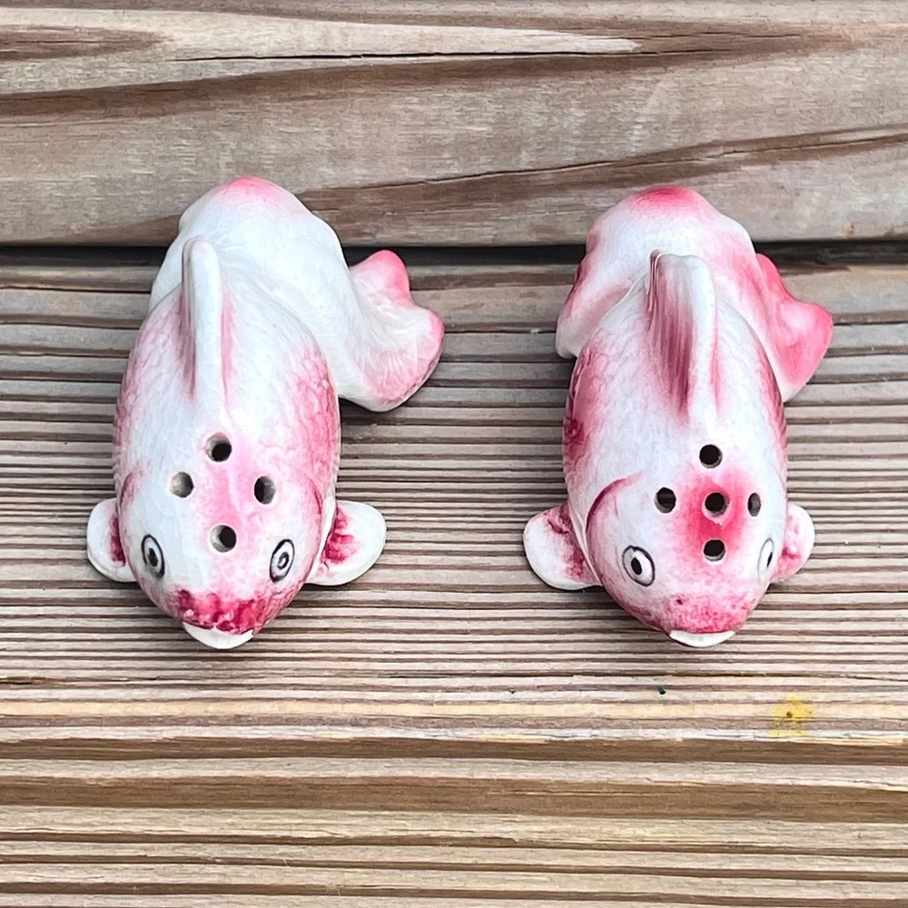 - Vintage Pink Koi Salt & Pepper Shaker Set from Japan! EUC!